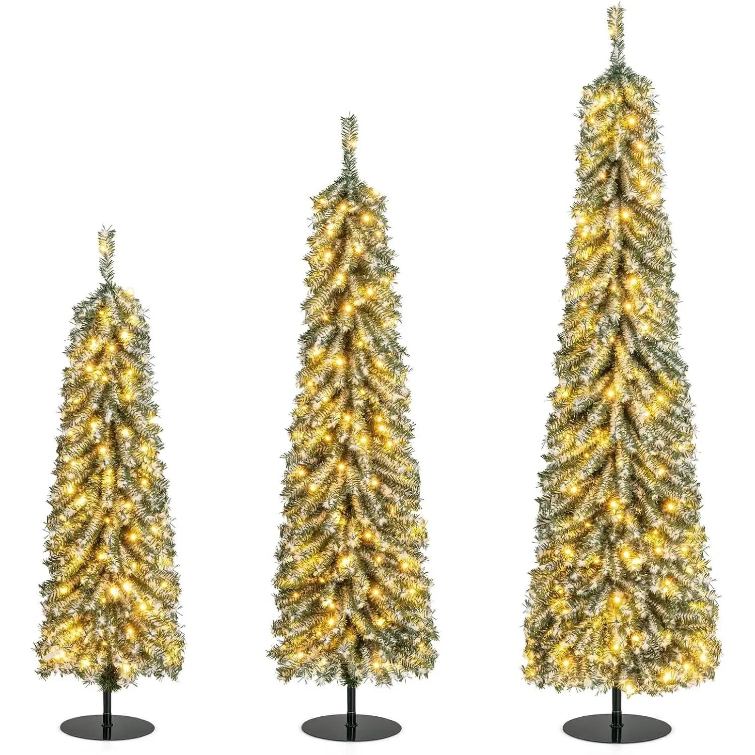 Costway 3er Set Bleistift Weihnachtsbaum Künstlich