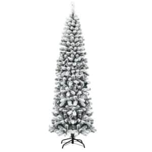 Costway Bleistift Weihnachtsbaum mit Schnee 225cm