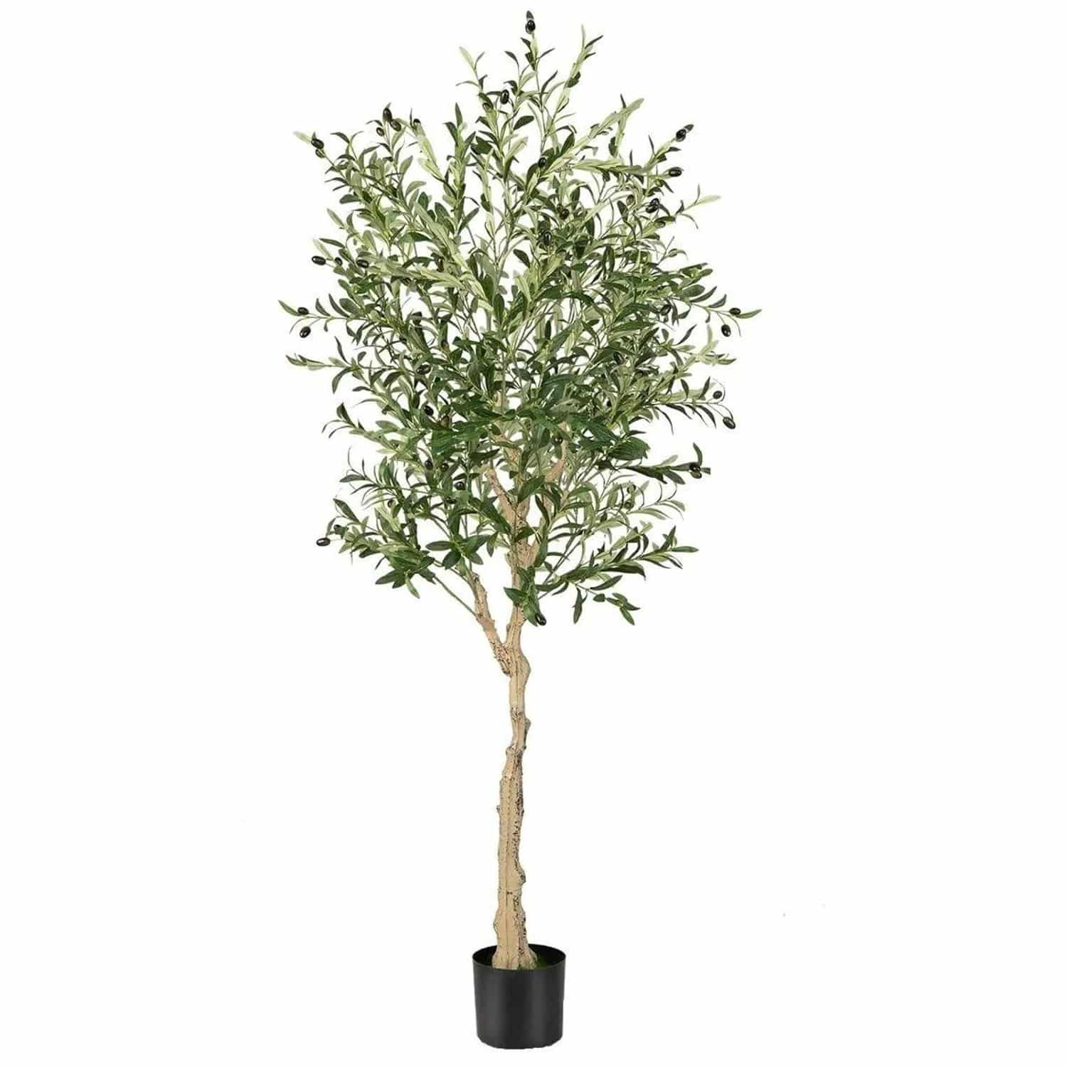 Costway Künstliche Olivenbaum mit Blättern & 72 Früchten Grün 180 cm