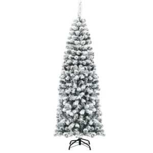 Costway Künstlicher Bleistift Weihnachtsbaum mit Schnee Grün 180cm