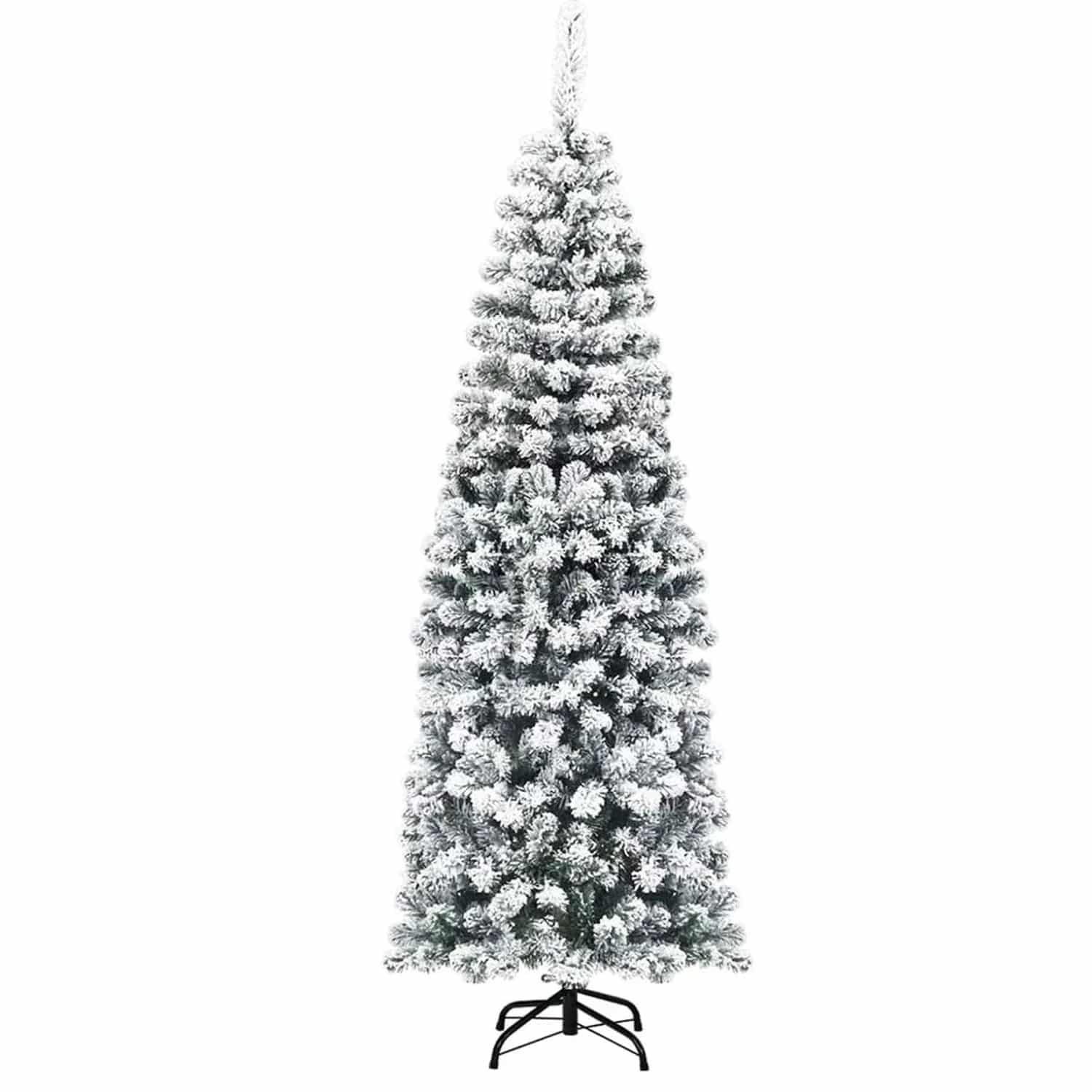 Costway Künstlicher Bleistift Weihnachtsbaum mit Schnee Grün 180cm