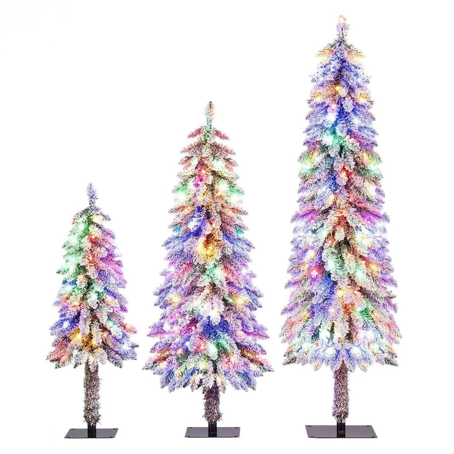Costway Künstlicher Weihnachtsbaum 3er Set Weiß 90/120/150 cm