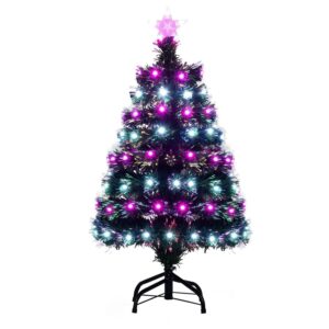 Costway Künstlicher Weihnachtsbaum 96 Lila & Weißen Leds 90 cm