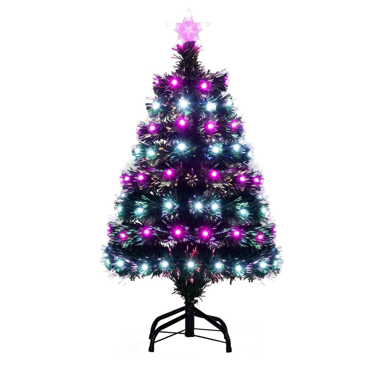 Costway Künstlicher Weihnachtsbaum 96 Lila & Weißen Leds 90 cm