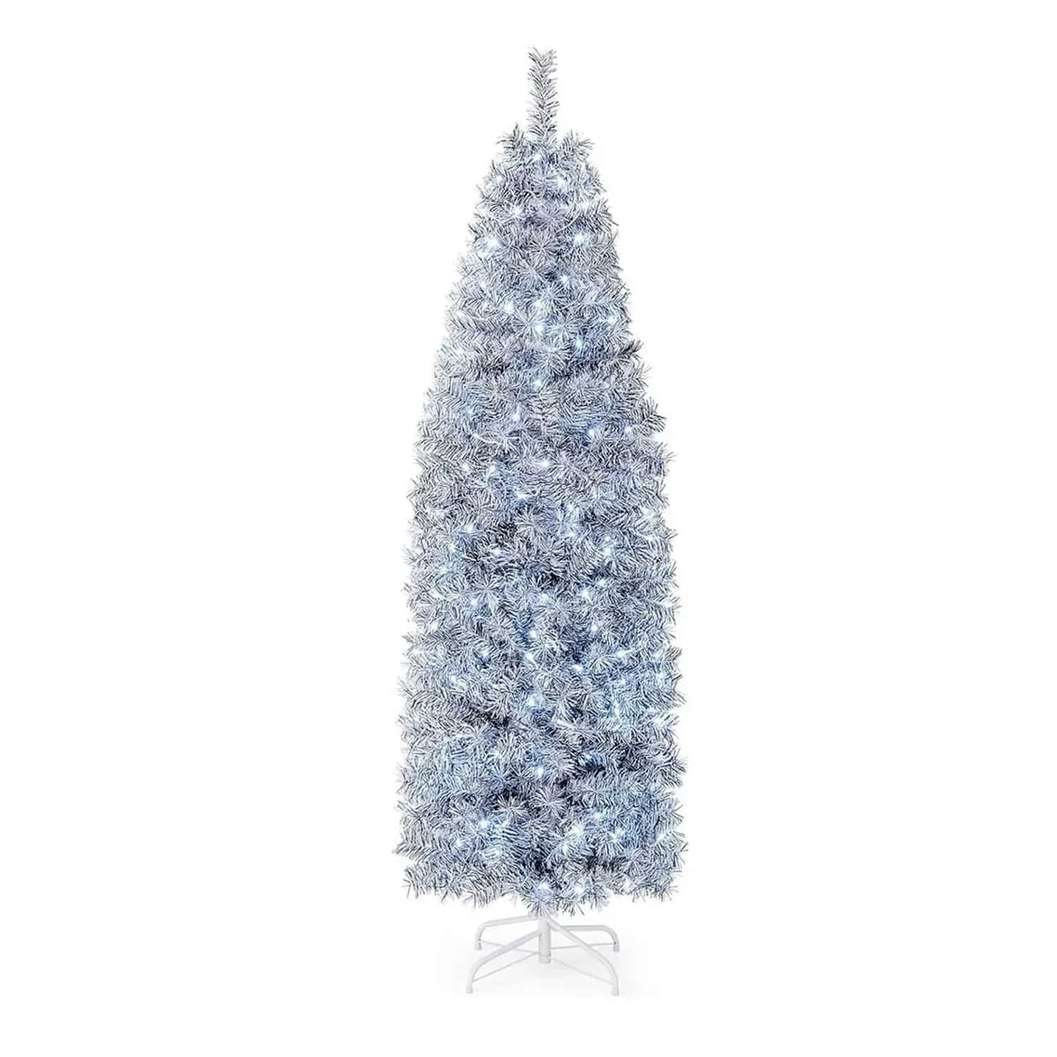 Costway Künstlicher Weihnachtsbaum Bleistift 180cm Weiß