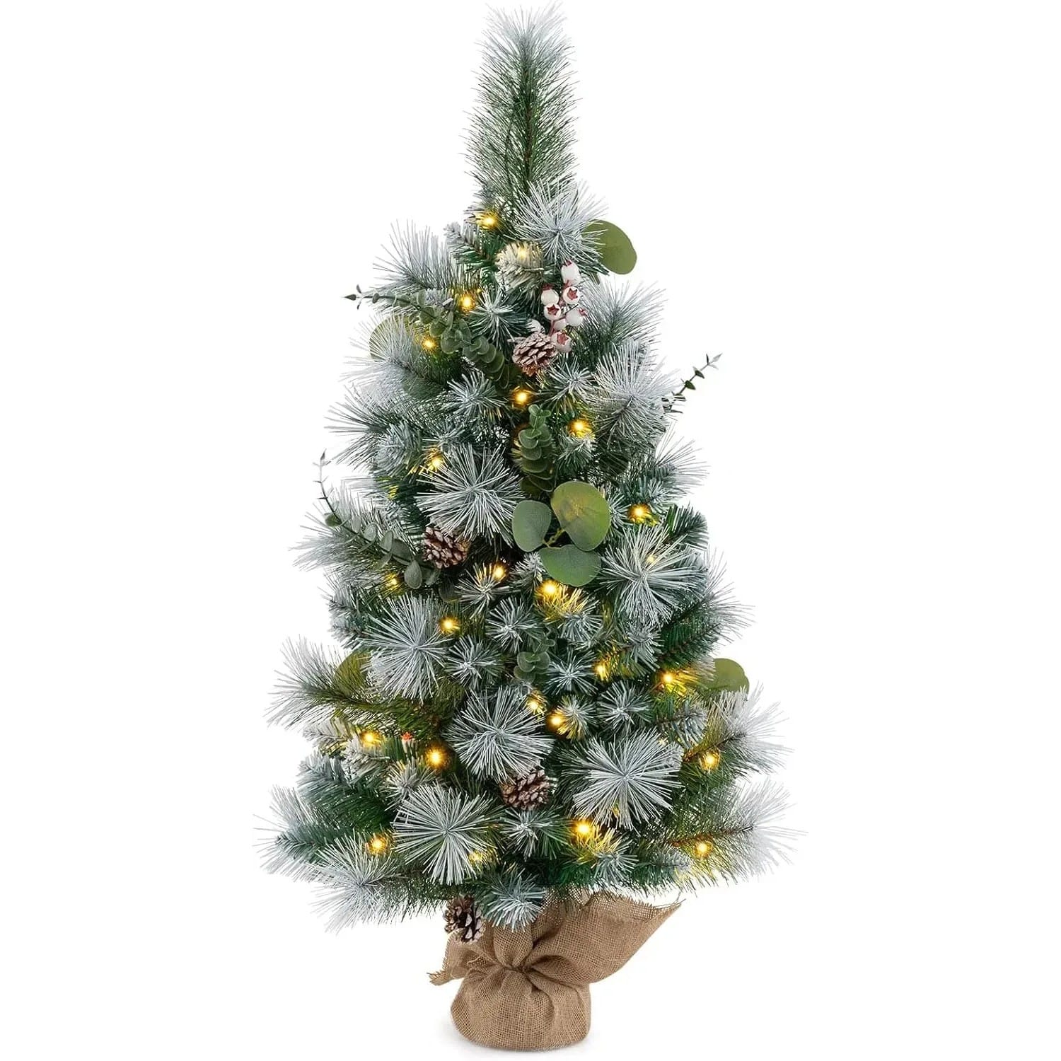 Costway Künstlicher Weihnachtsbaum mit LED Kleiner Tannenbaum 90 cm