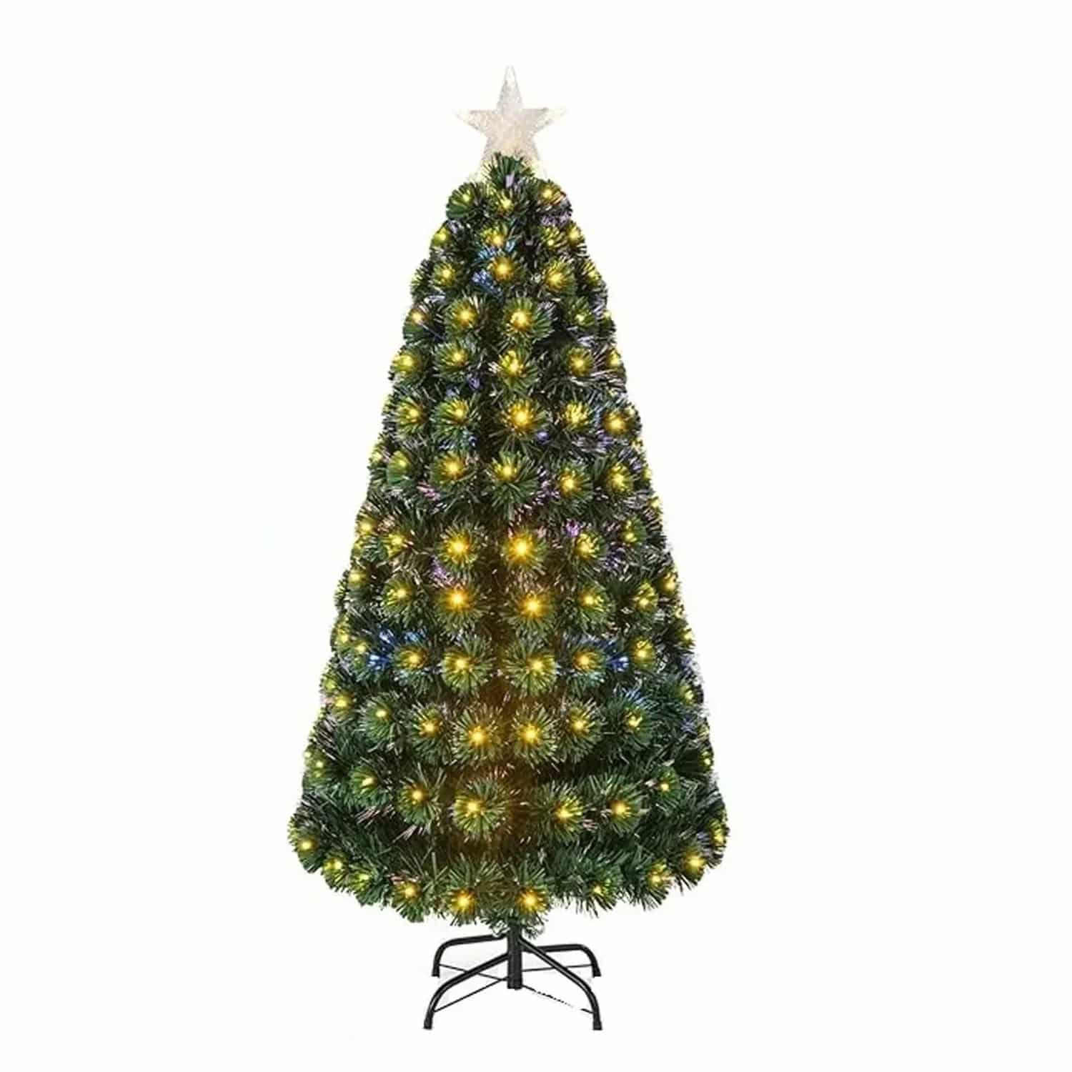 Costway Künstlicher Weihnachtsbaum mit Led Beleuchtetem Stern 150 cm
