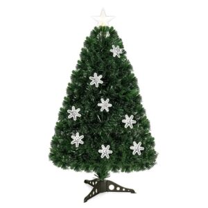Costway Weihnachtsbaum & Glasfaser-Farbwechsler und Sternspitze 90cm
