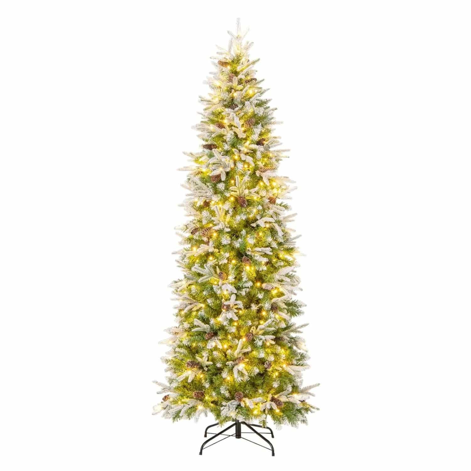 Costway Weihnachtsbaum mit 350 Led-Lichtern & 75 Tannenzapfen 225 cm