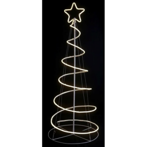 DELUKE Weihnachtsbaum-Spirale DUGA mit LED Stahl Silberbraun 122x42x42cm Leuchtspirale Outdoor Gartenleuchte