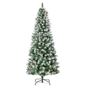 Furnicato Künstlicher Weihnachtsbaum 180 Cm Mit 630 Zweigen Und 37 Zapfen Grün Weiß
