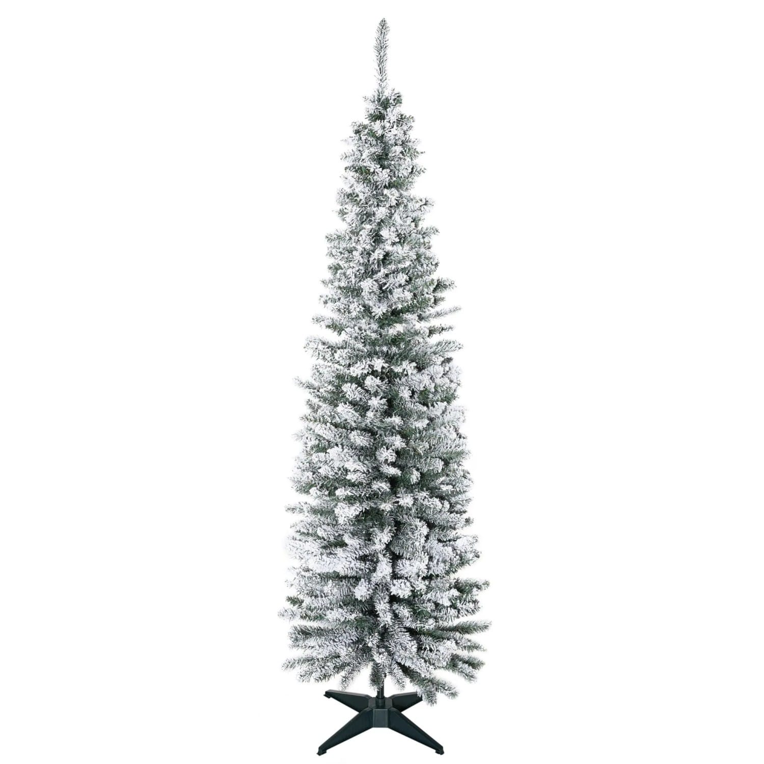Furnicato Künstlicher Weihnachtsbaum 210 Cm Beschneite Pvc Zweige Klappbar Metallständer Grün Weiß