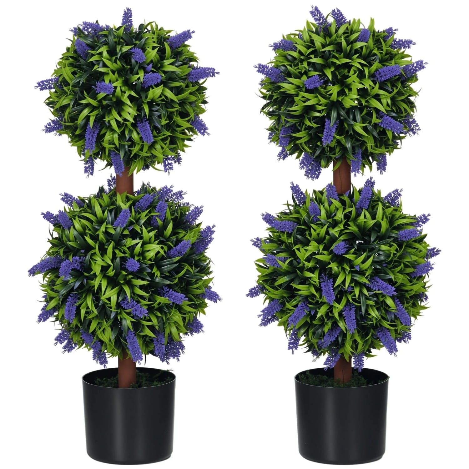 HOMCOM Künstliche Pflanzen 2er-Set UV-Beständig mit Lavendel