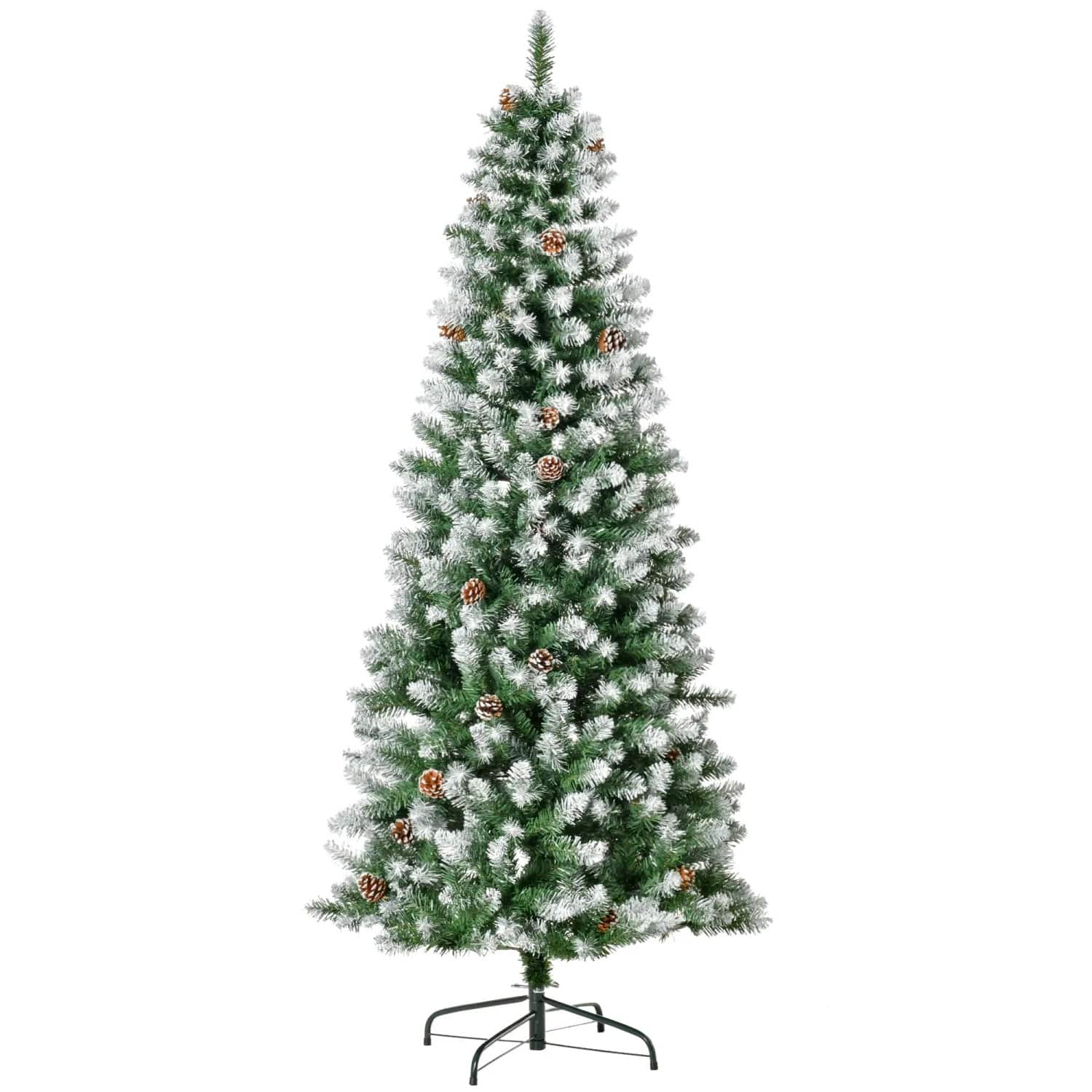 HOMCOM Künstlicher Weihnachtsbaum 180cm mit Kunstschnee 630 Astspitzen