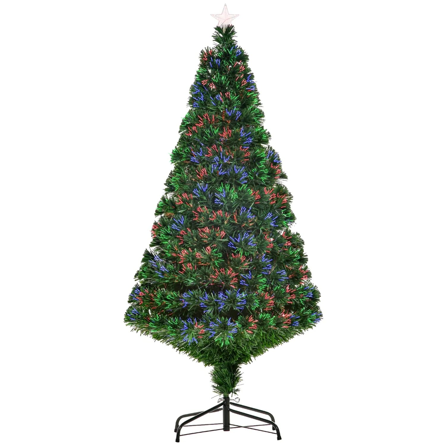 HOMCOM Künstlicher Weihnachtsbaum LED Lichtfaser mit Metallständer
