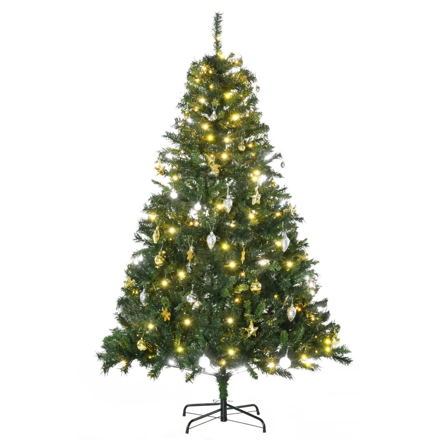 HOMCOM Weihnachtsbaum Tannenbaum mit Deko 200 LEDs 745 Spitzen Ø 112 x H180 cm