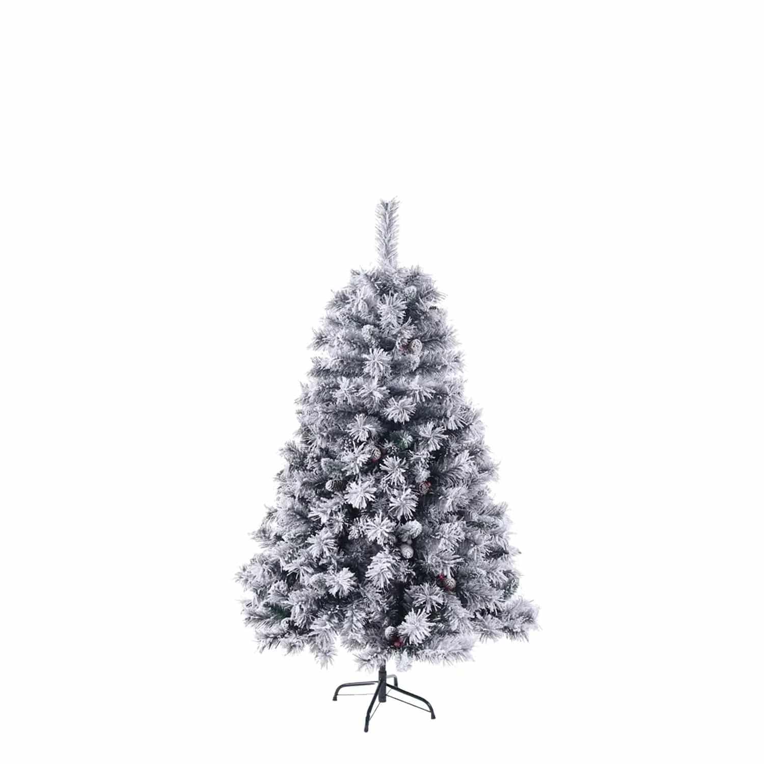 Svita Weihnachtsbaum Künstlich Schnee Mit Tannenzapfen Und Beeren 371 Zweig-Spitzen Inkl. Ständer Luvi-Nadeln 150cm