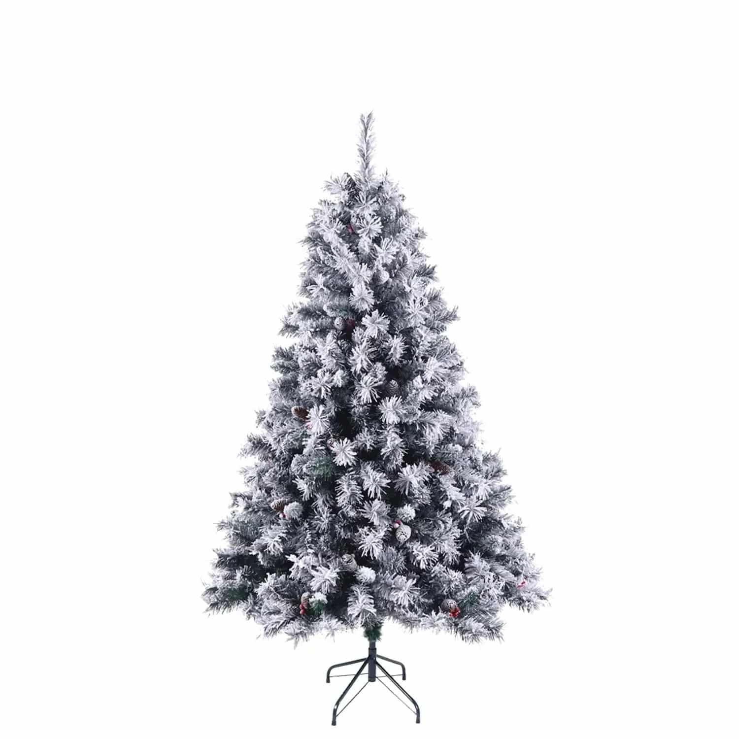 Svita Weihnachtsbaum Künstlich Schnee Mit Tannenzapfen Und Beeren 661 Zweig-Spitzen Inkl. Ständer Luvi-Nadeln 180cm