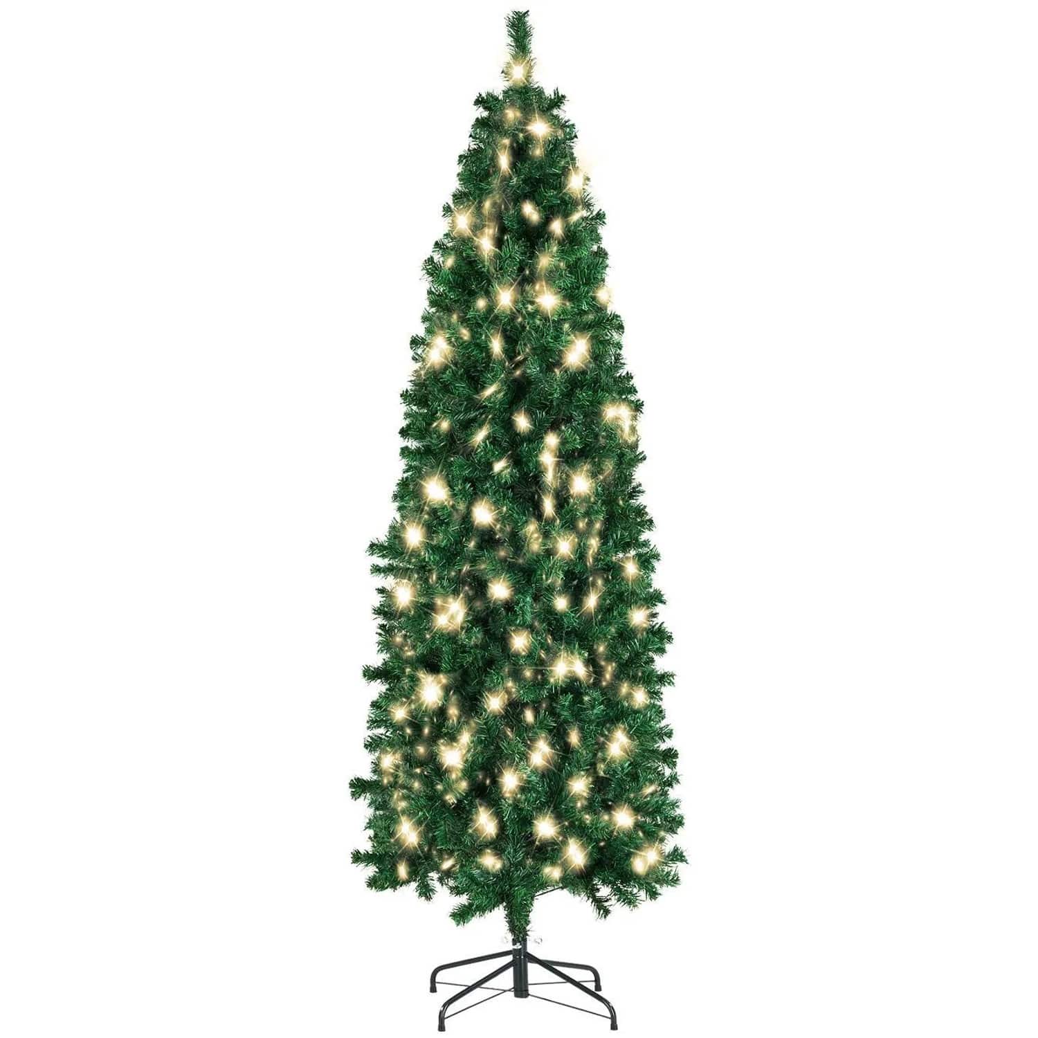 Tectake Set Weihnachtsbaum Mit Lichterkette Verschiedene Größen Künstlich In Grün Mit Dichten Nadeln Detailliert und Naturgetreu 70 x 70 x 180 cm