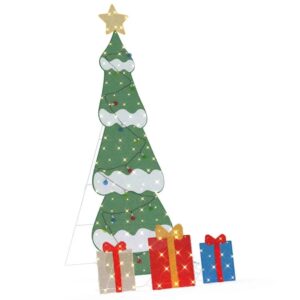 vidaXL Beleuchteter Weihnachtsbaum mit 3 Geschenkboxen 2D Warmweiß 42019618