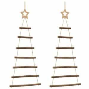 vidaXL Hängende Weihnachtsbäume mit Spitzensternen 2 Stk 42x90 cm Naturzweig 4101009
