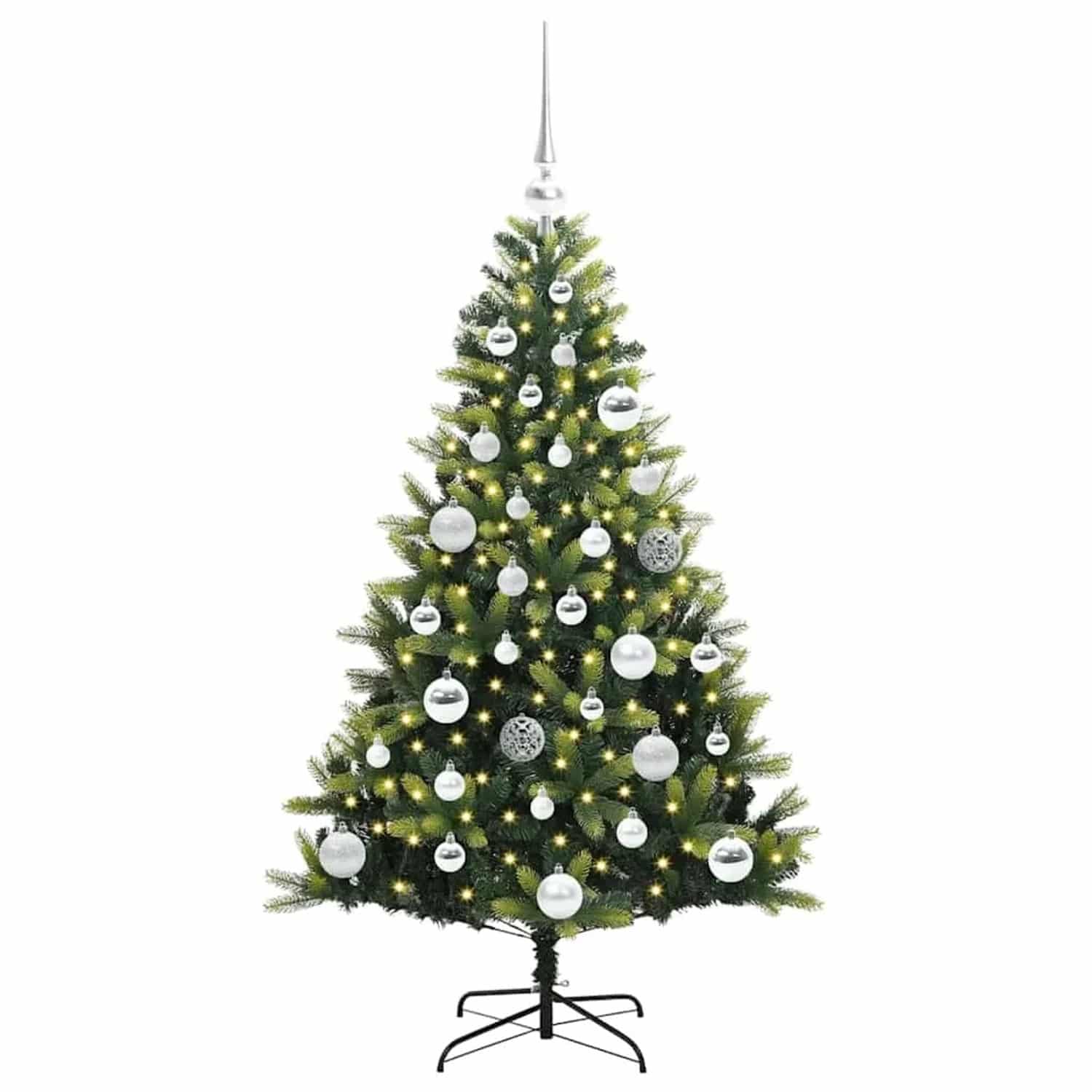 vidaXL Künstlicher Geflammter Weihnachtsbaum 150 LEDs Grün 120 cm 3395978