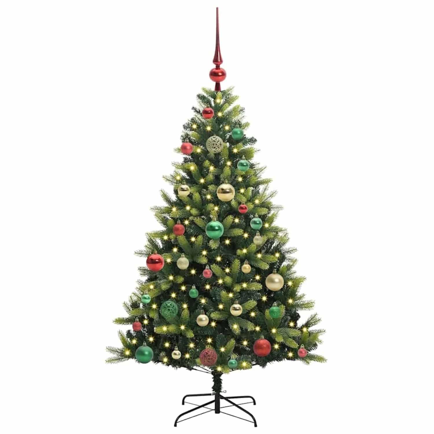 vidaXL Künstlicher Geflammter Weihnachtsbaum 150 LEDs Grün 120 cm 3395981