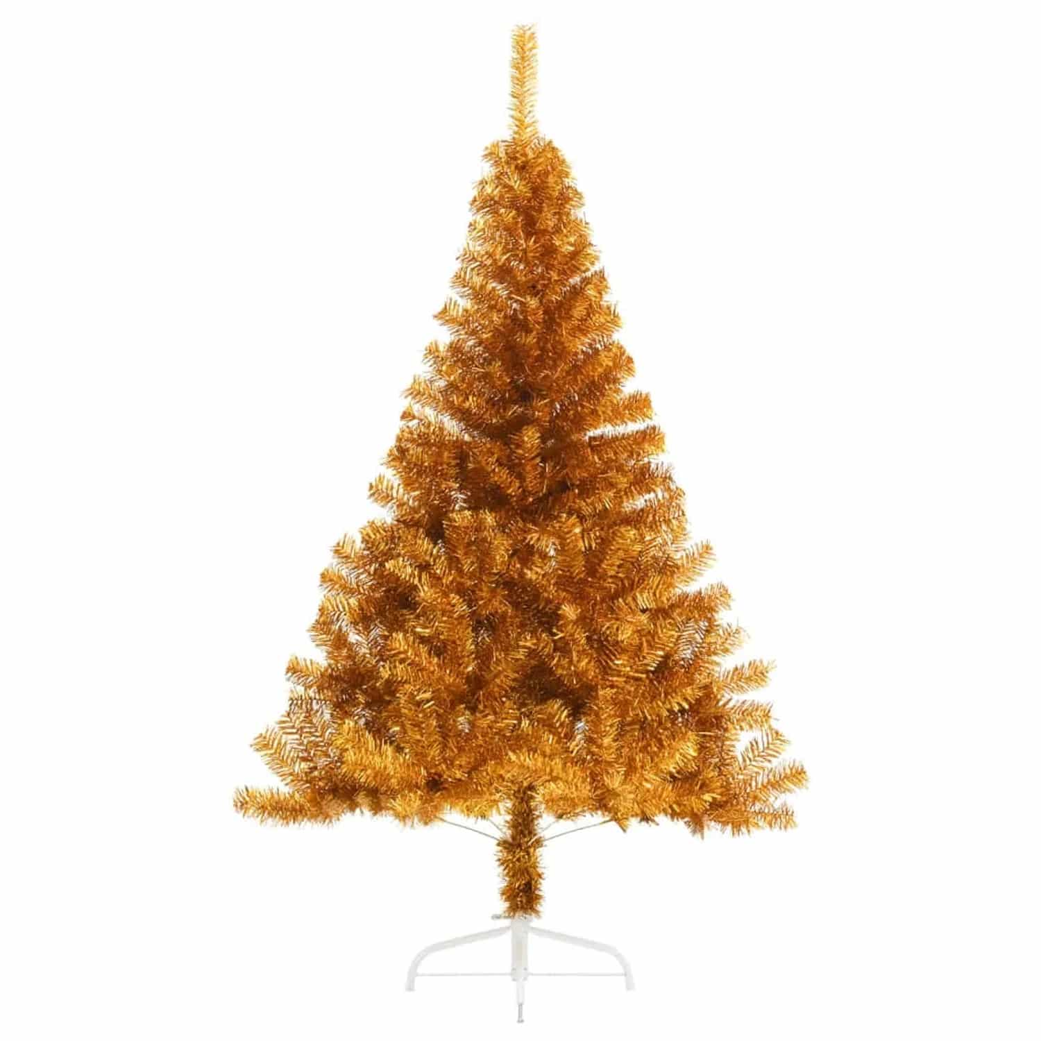 vidaXL Künstlicher Halb-Weihnachtsbaum mit Ständer Gold 120 cm PVC