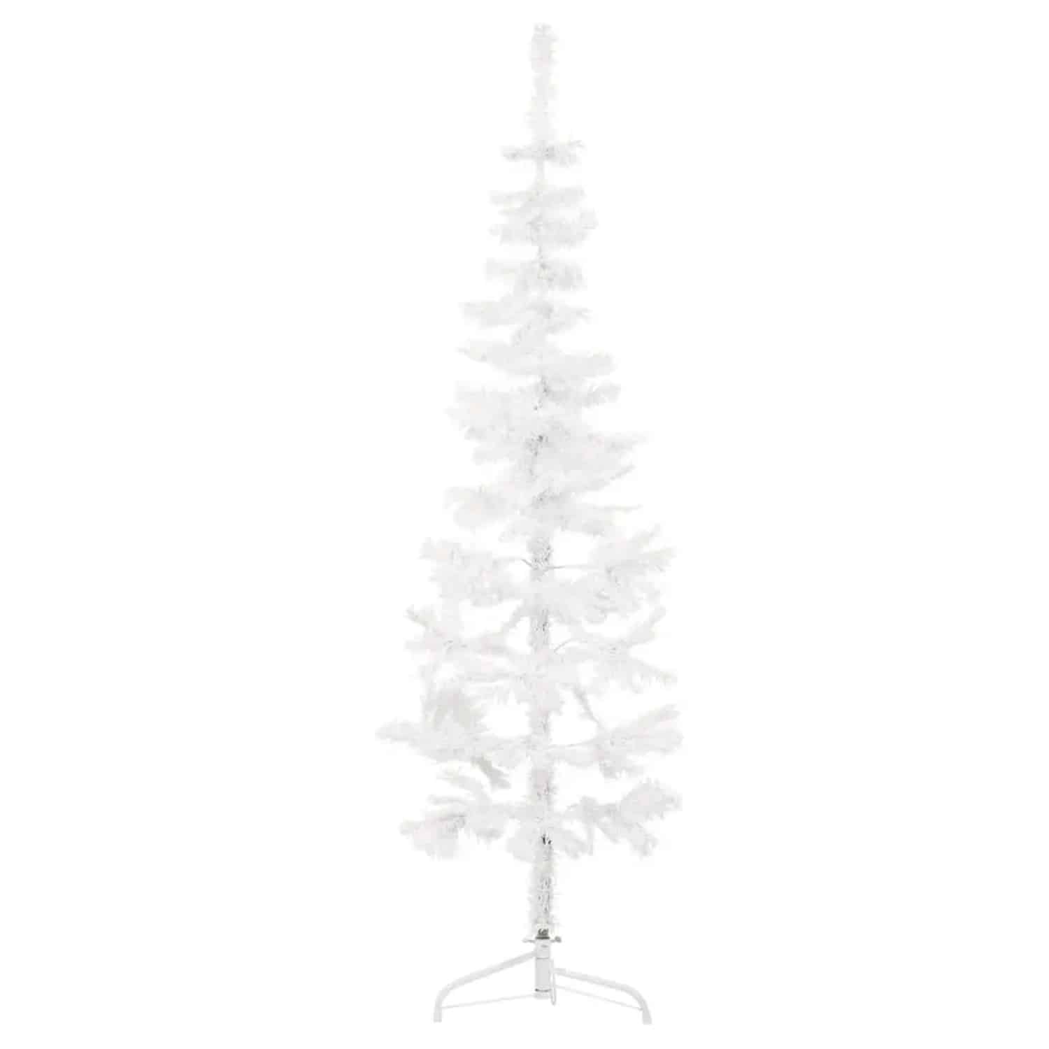 vidaXL Künstlicher Halb-Weihnachtsbaum mit Ständer Schlank Weiß 180 cm