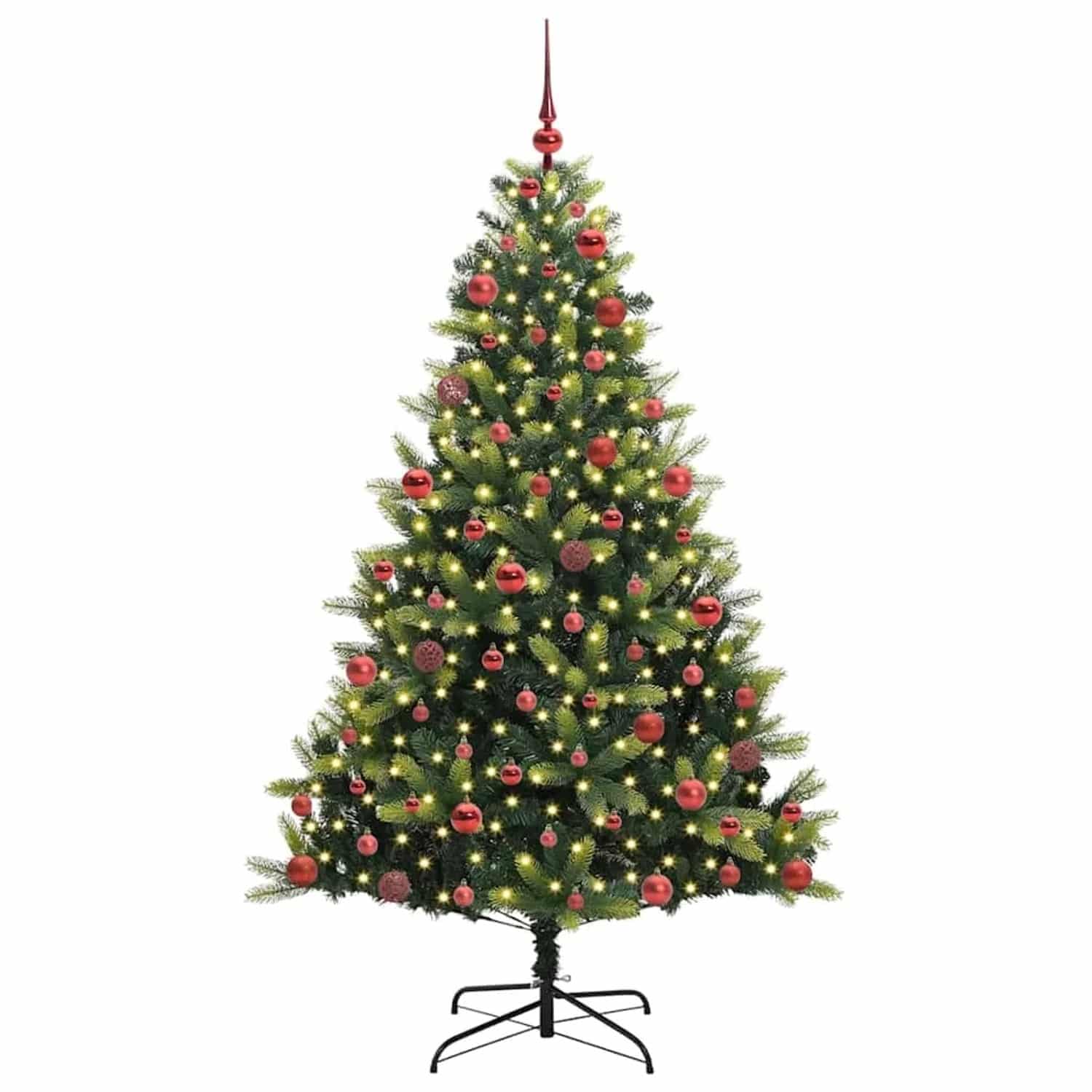 vidaXL Künstlicher Klapp-Weihnachtsbaum mit 300 LEDs Grün 180 cm 3395991