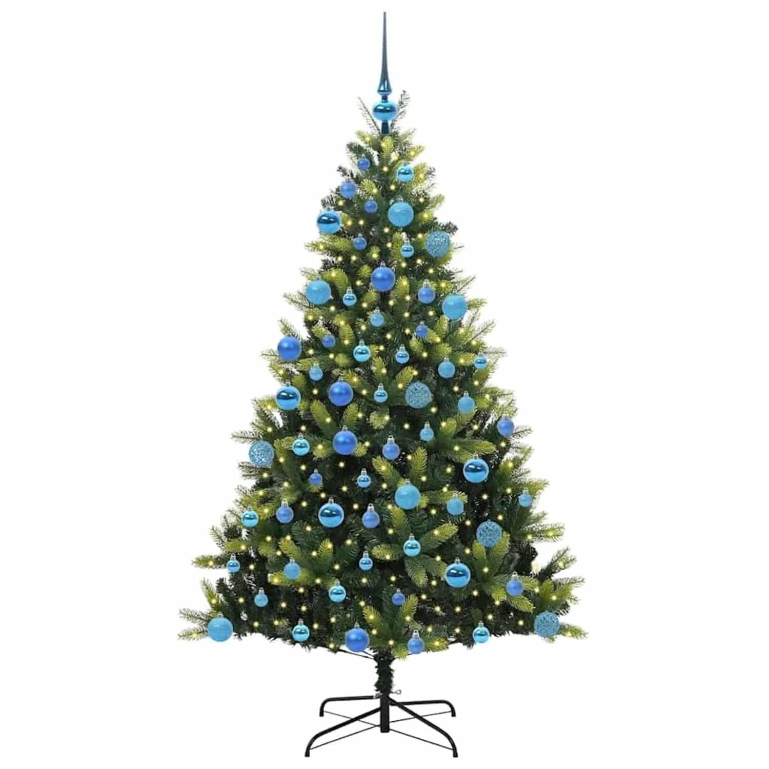 vidaXL Künstlicher Klapp-Weihnachtsbaum mit 300 LEDs Grün 180 cm 3395998