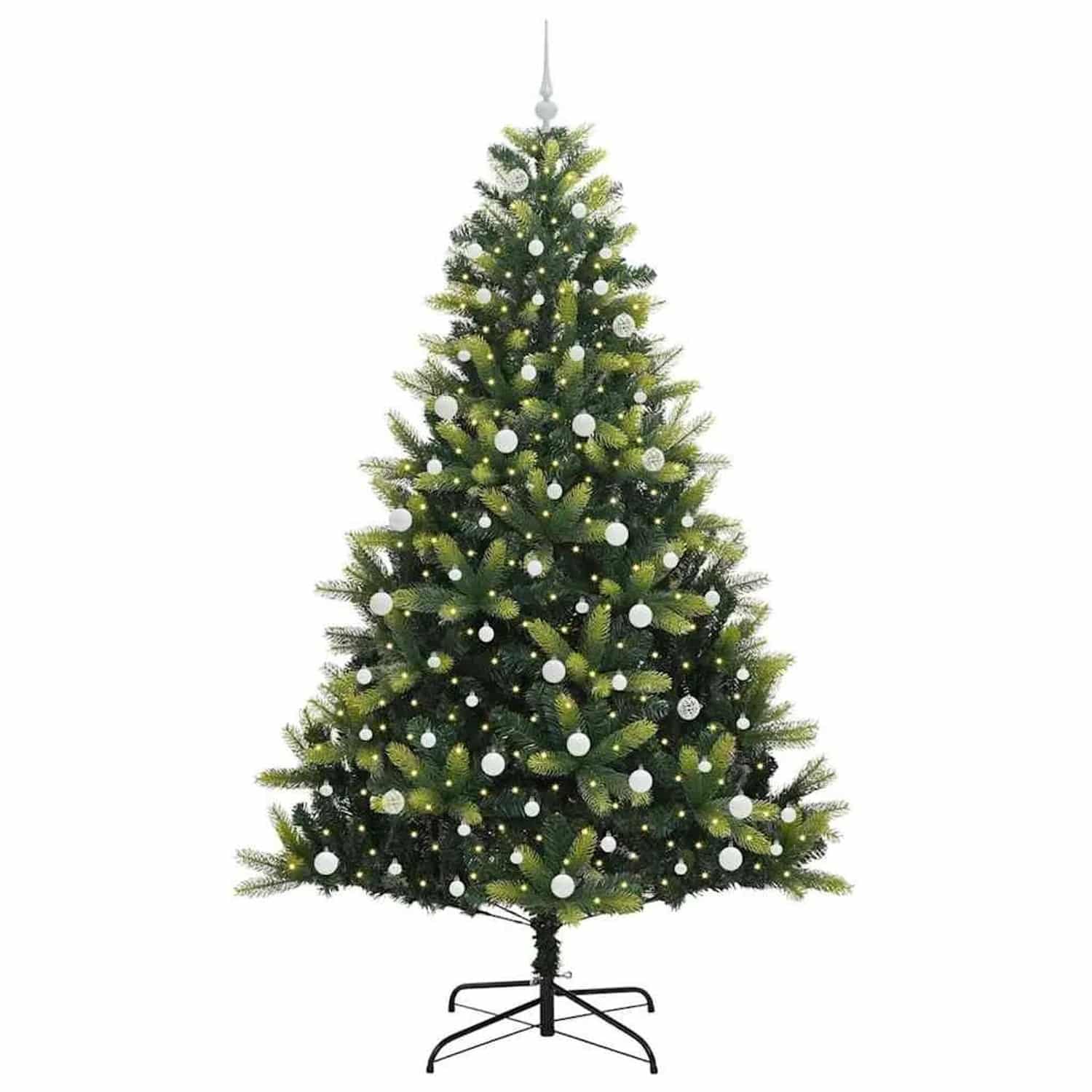 vidaXL Künstlicher Klapp-Weihnachtsbaum mit 300 LEDs Grün 240 cm 3396012