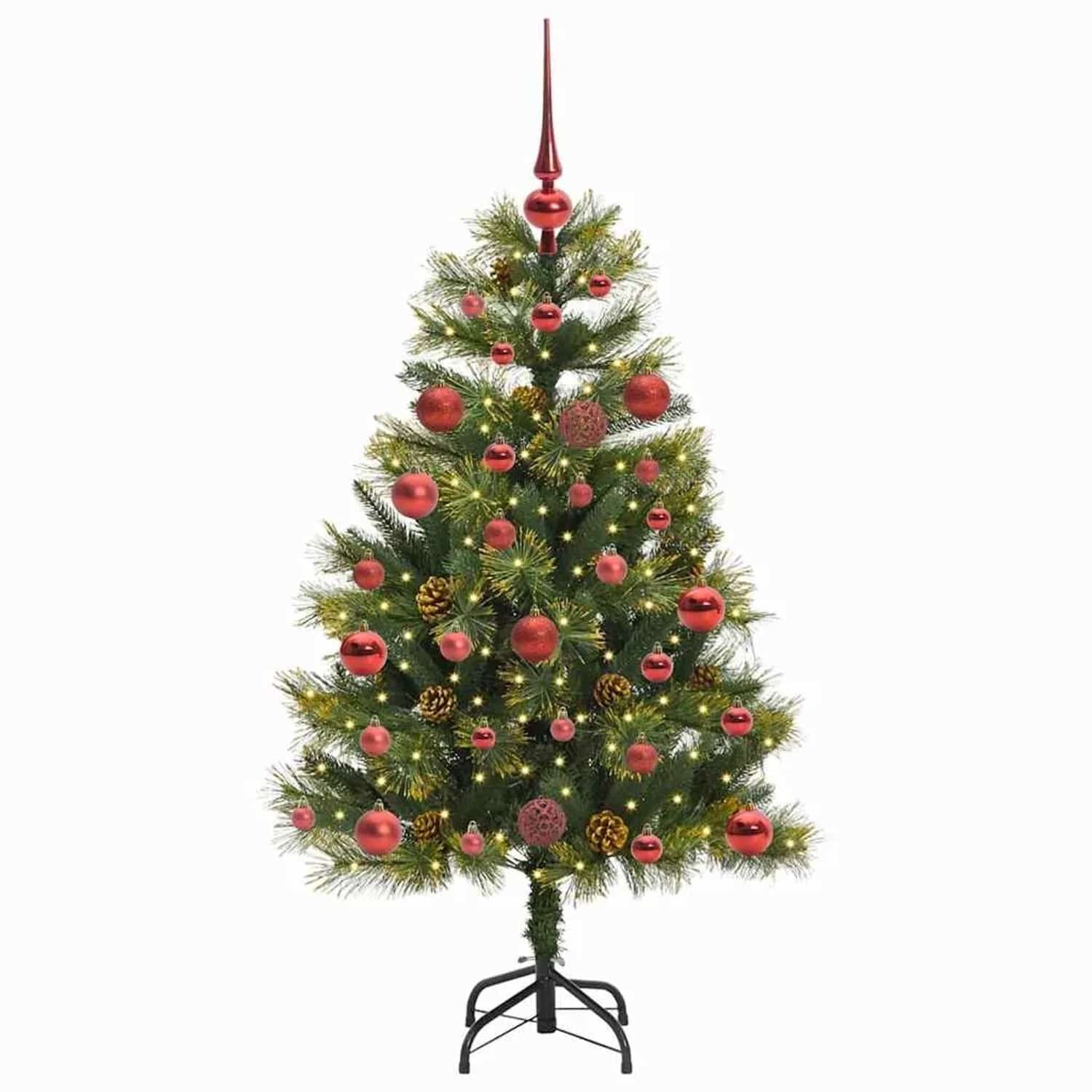 vidaXL Künstlicher Klapp-Weihnachtsbaum mit Tannenzapfen Grün 120 cm 3395071