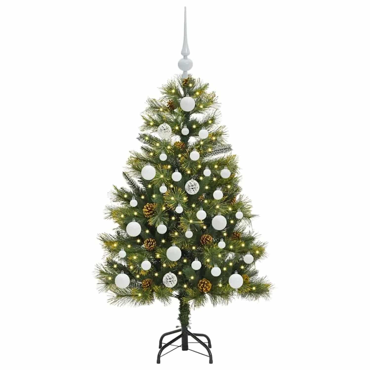 vidaXL Künstlicher Klapp-Weihnachtsbaum mit Tannenzapfen Grün 120 cm 3395074