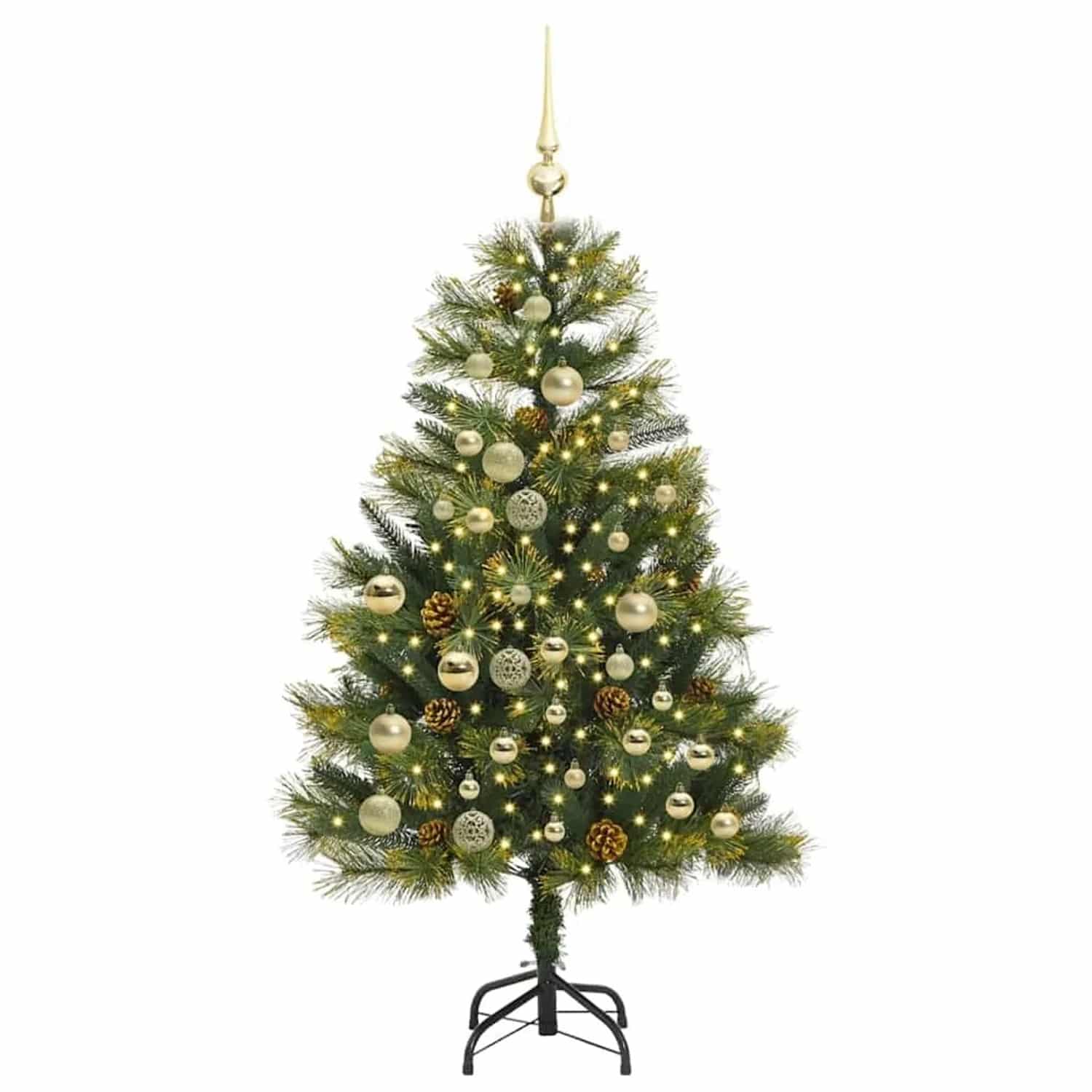 vidaXL Künstlicher Klapp-Weihnachtsbaum mit Tannenzapfen Grün 120 cm 3395075