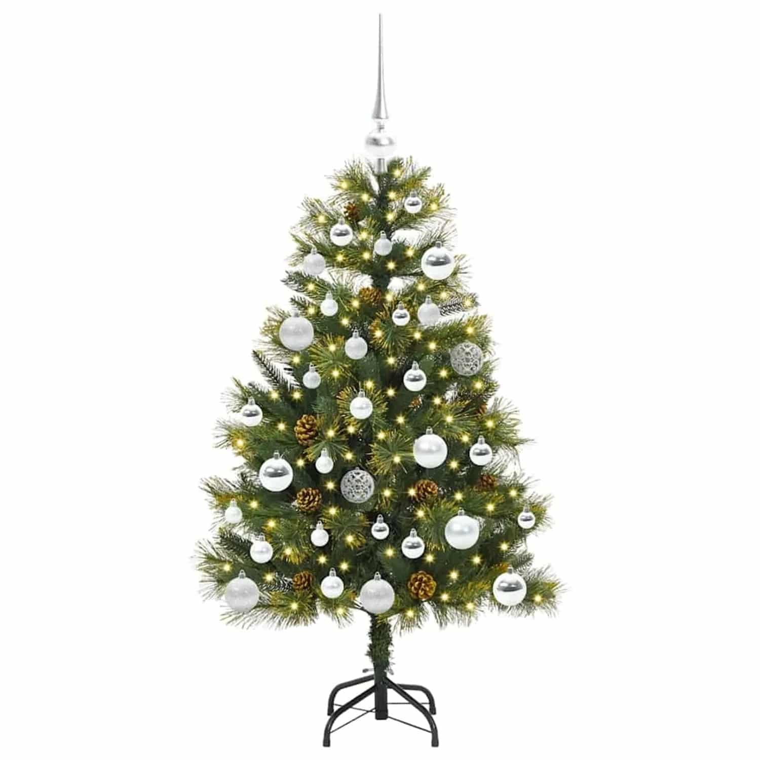 vidaXL Künstlicher Klapp-Weihnachtsbaum mit Tannenzapfen Grün 120 cm 3395076