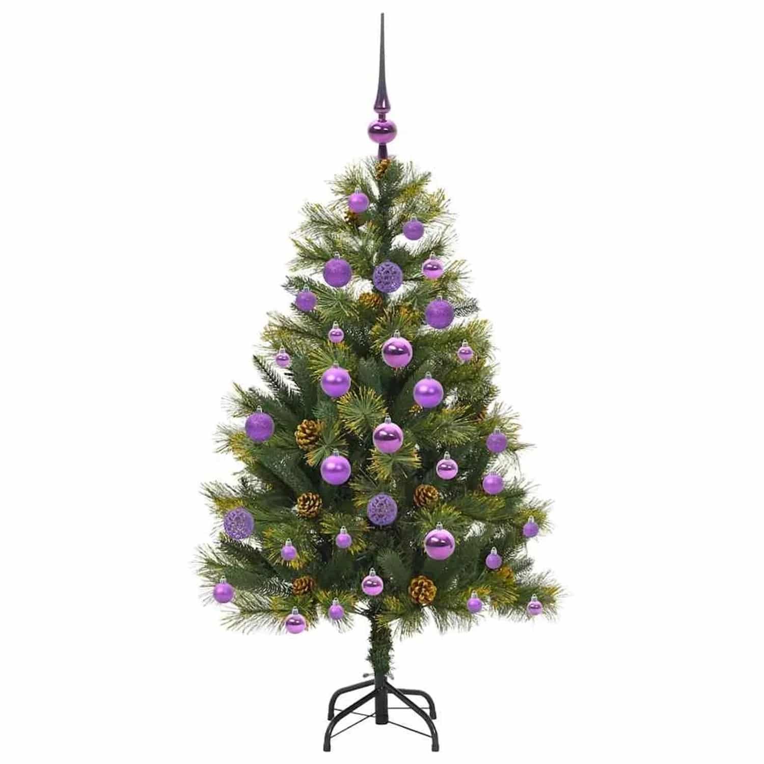 vidaXL Künstlicher Klapp-Weihnachtsbaum mit Tannenzapfen Grün 120 cm 3395077