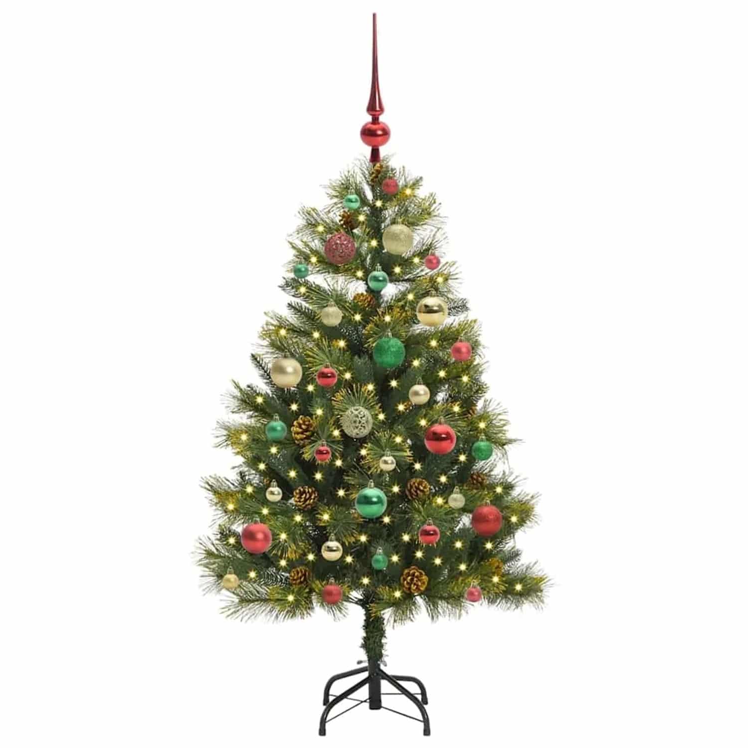 vidaXL Künstlicher Klapp-Weihnachtsbaum mit Tannenzapfen Grün 120 cm 3395079