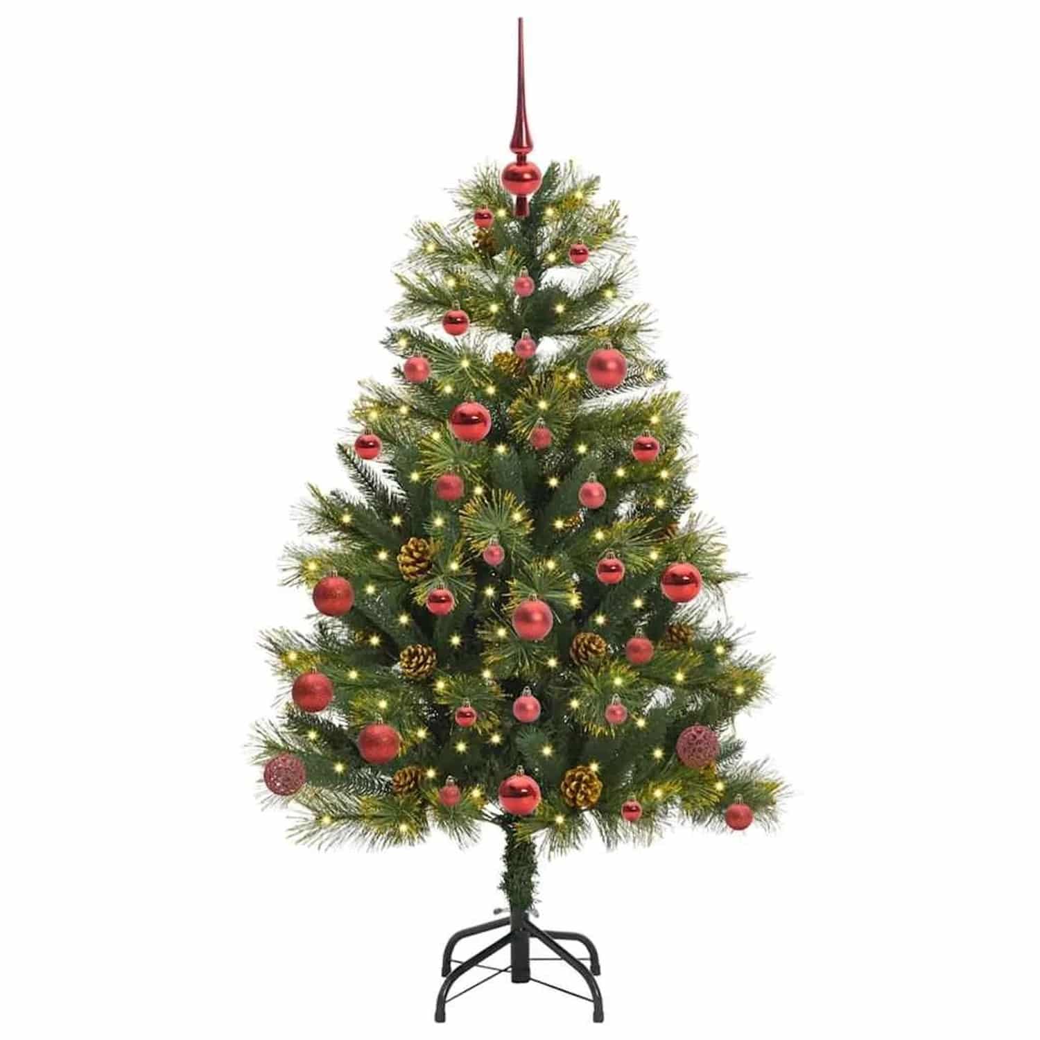vidaXL Künstlicher Klapp-Weihnachtsbaum mit Tannenzapfen Grün 150 cm 3395080