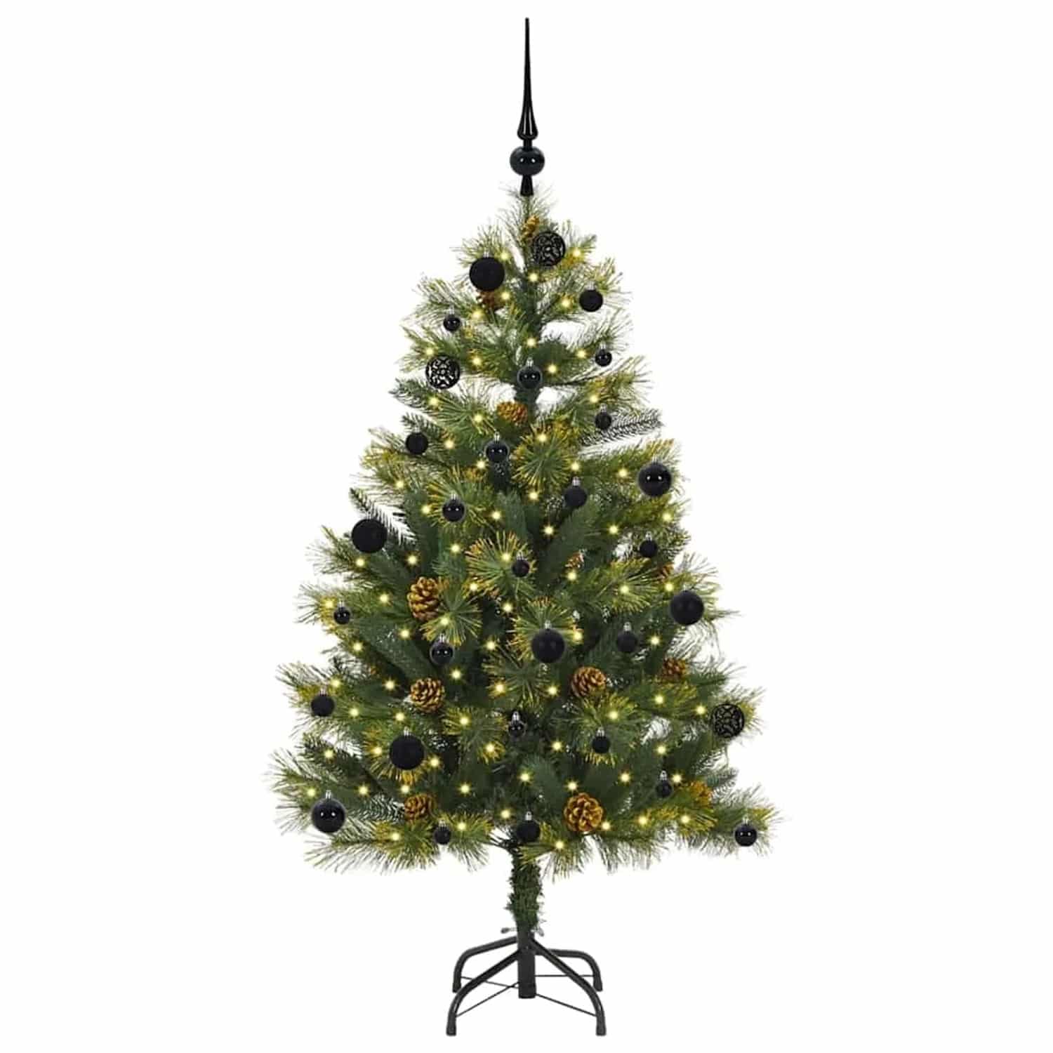 vidaXL Künstlicher Klapp-Weihnachtsbaum mit Tannenzapfen Grün 150 cm 3395081