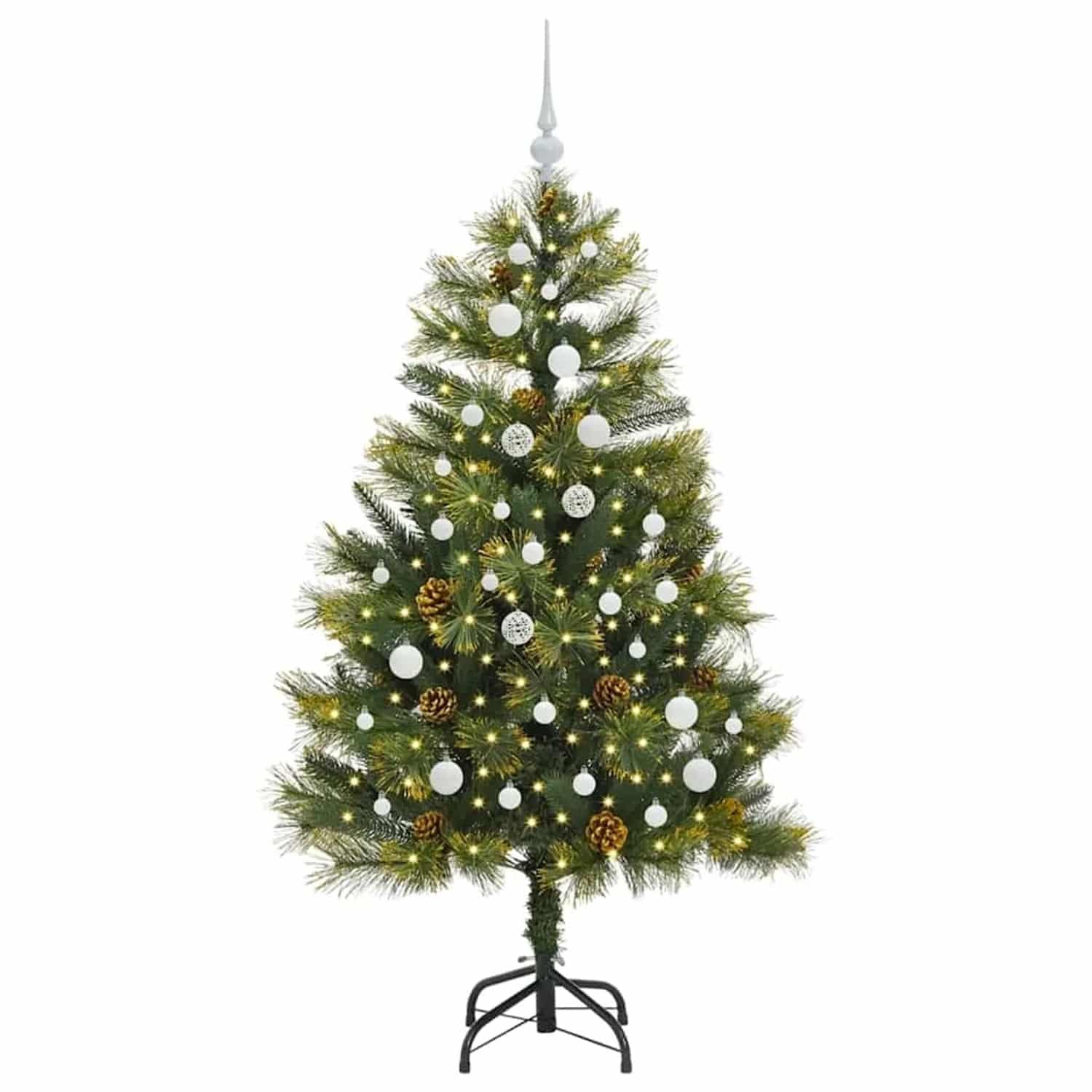 vidaXL Künstlicher Klapp-Weihnachtsbaum mit Tannenzapfen Grün 150 cm 3395083