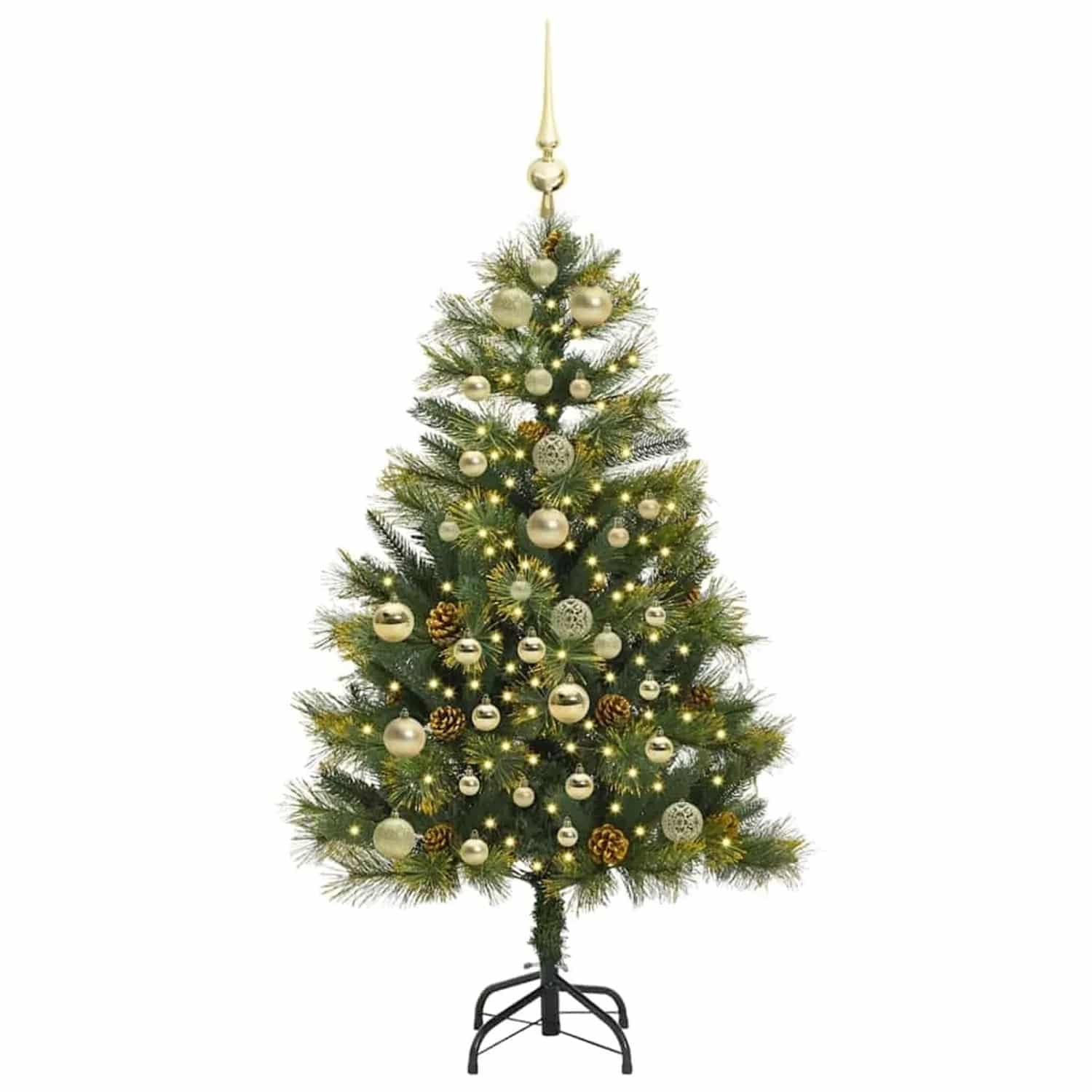 vidaXL Künstlicher Klapp-Weihnachtsbaum mit Tannenzapfen Grün 150 cm 3395084