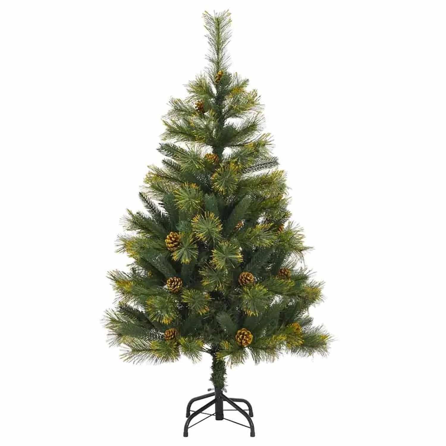 vidaXL Künstlicher Klapp-Weihnachtsbaum mit Tannenzapfen Grün 150 cm 3395085