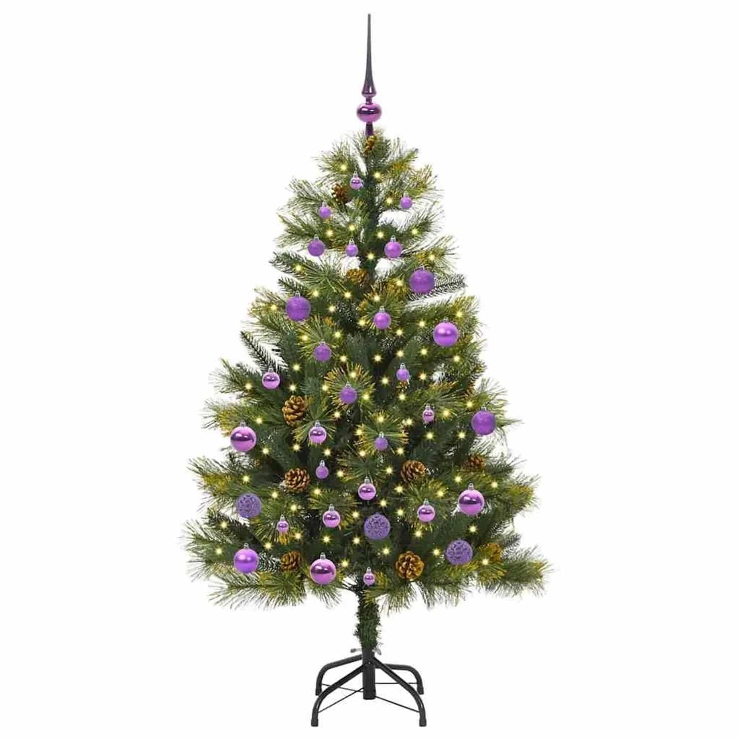 vidaXL Künstlicher Klapp-Weihnachtsbaum mit Tannenzapfen Grün 150 cm 3395086