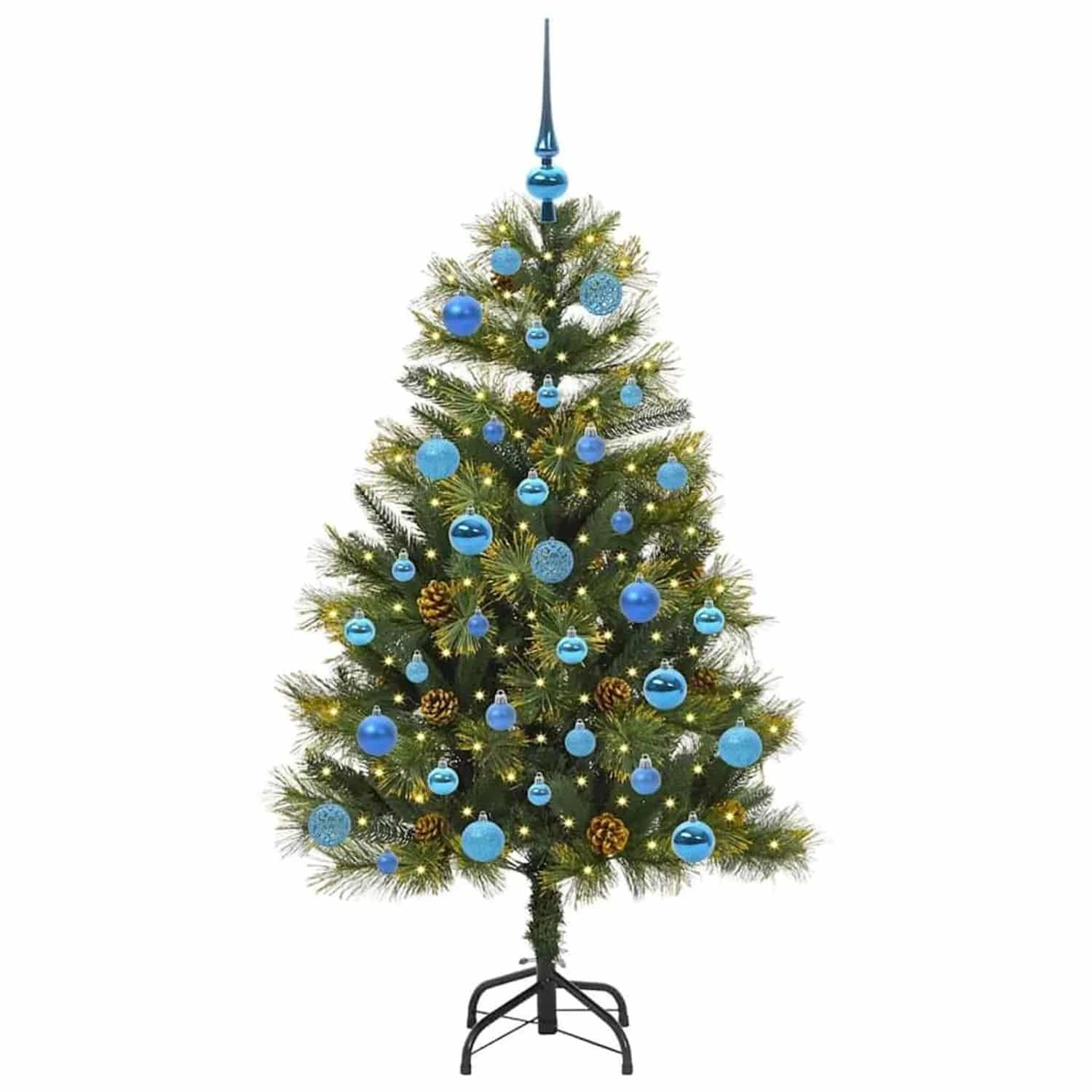 vidaXL Künstlicher Klapp-Weihnachtsbaum mit Tannenzapfen Grün 150 cm 3395087