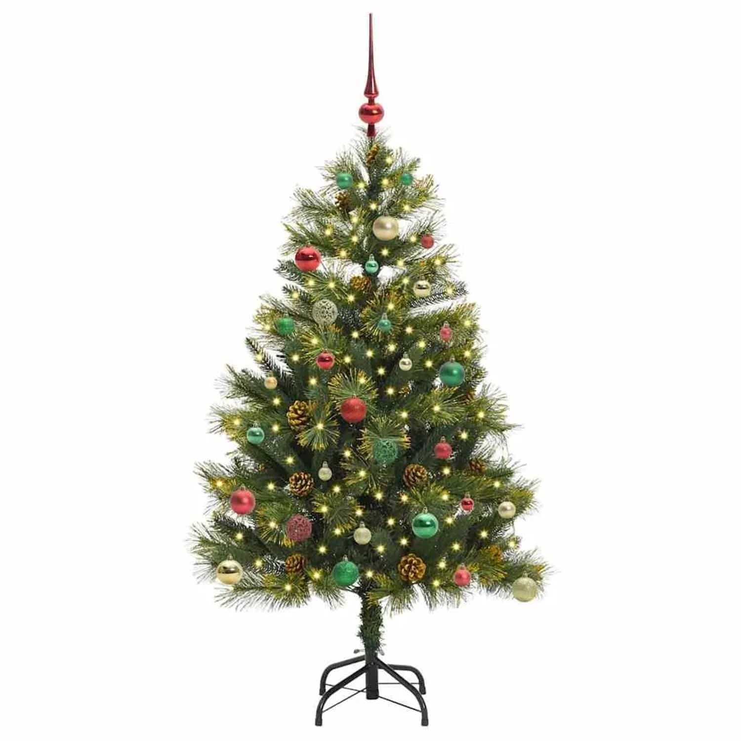 vidaXL Künstlicher Klapp-Weihnachtsbaum mit Tannenzapfen Grün 150 cm 3395088