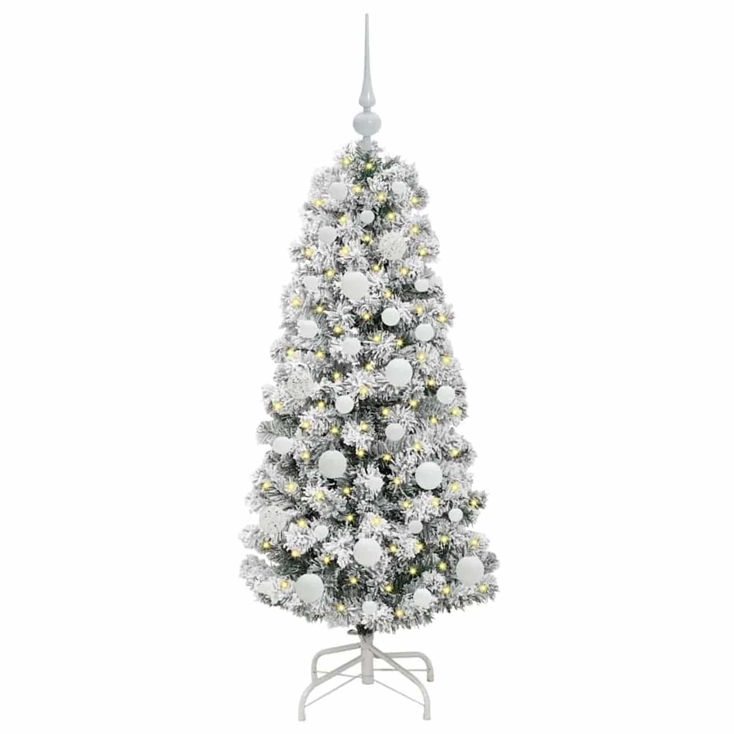 vidaXL Künstlicher Klappbarer Weihnachtsbaum Grün und Weiß 120 cm 3395580