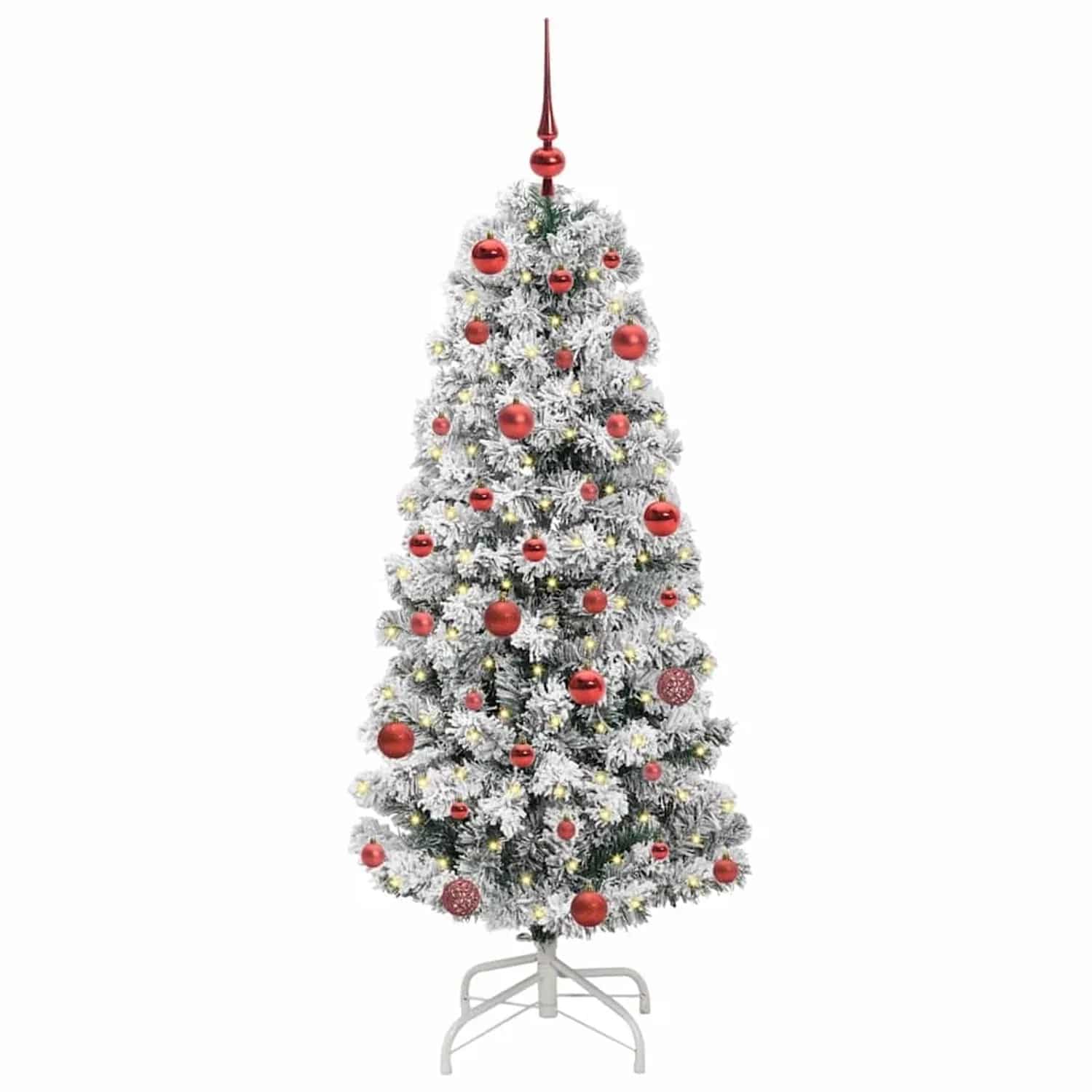 vidaXL Künstlicher Klappbarer Weihnachtsbaum Grün und Weiß 150 cm 3395586