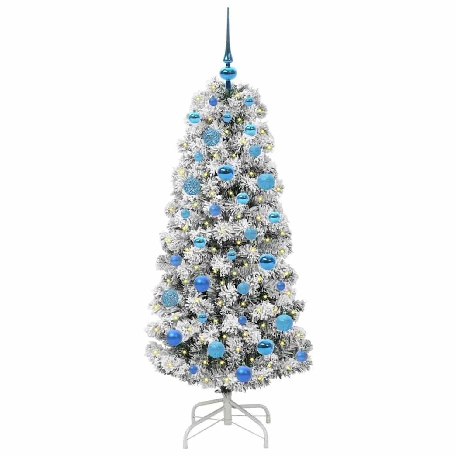 vidaXL Künstlicher Klappbarer Weihnachtsbaum Grün und Weiß 150 cm 3395593