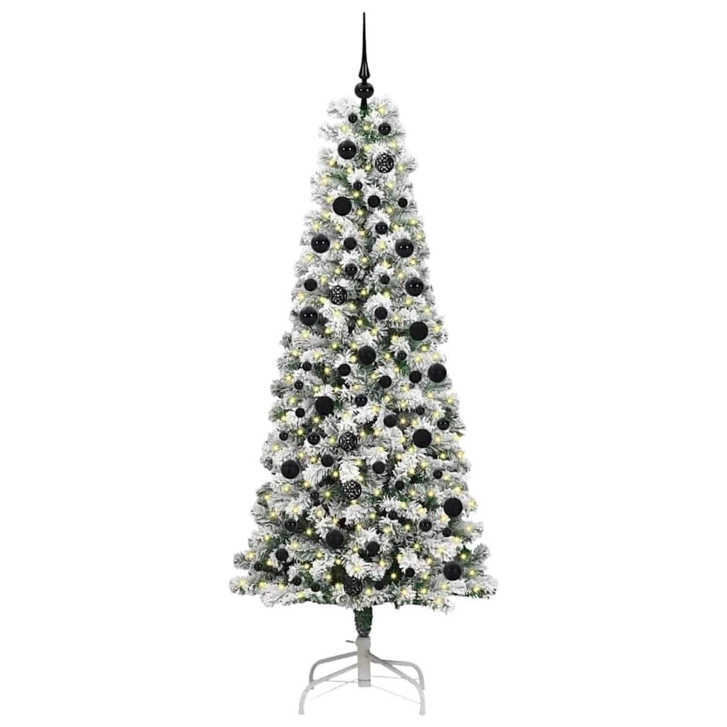 vidaXL Künstlicher Klappbarer Weihnachtsbaum Grün und Weiß 210 cm 3395605